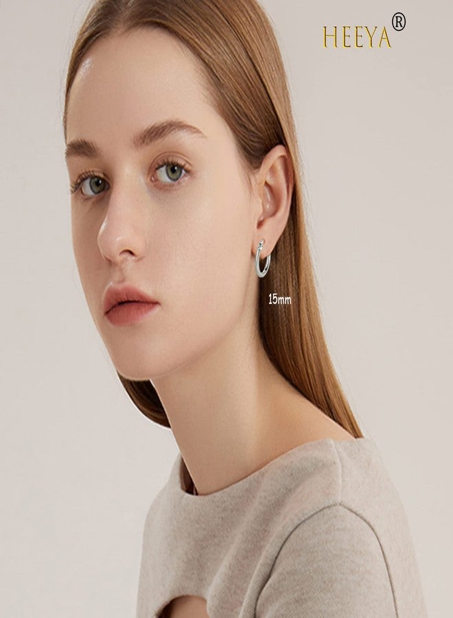 HEEYA Sterling Silver Hoop Earring 3 Pairs 925 Sterling Silver Hoop Earrings for Women Men,for Multi-Piercings Fashion Jewelry Gifts for Her Him,13/15/20mm,Trendy Hoop Earrings Stacks for Multiple Piercing,Earring Gift - Image 5